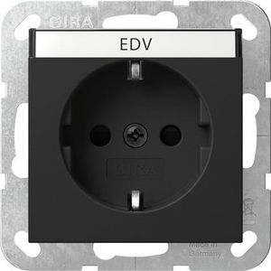wandcontactdoos met randaarde TK + Safety Plus System 55 zwart m