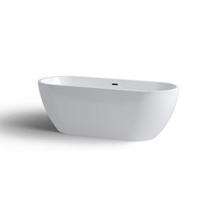 Vrijstaand ligbad INBE 170x67cm ovaal wit acryl met overloop incl. stop/go plug chroom en sifon