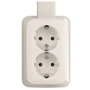 Wandcontactdoos ra dubbel kv + plaat opb AP alpin