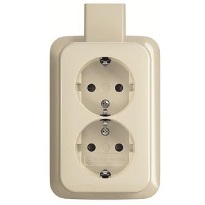 Wandcontactdoos ra dubbel kv + plaat opb AP creme
