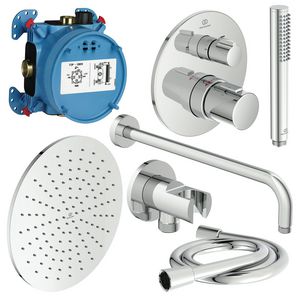 Complete inbouwset Showerpower pack thermostatisch Idealrain/CERATHERM T100 rond chroom