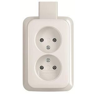 Wandcontactdoos dubbel + plaat opbouw AP alpin wit