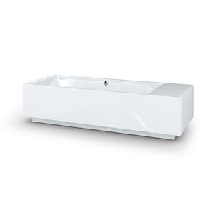 Vrijstaand ligbad WASH ME 220x85cm rechthoek wit acryl met overloop incl. stop/go-plug chroom en sifon