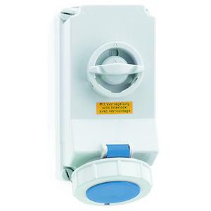 Wandcontactdoos 9h 32A 4P 230V IP67 225x118 QC A/V Ni