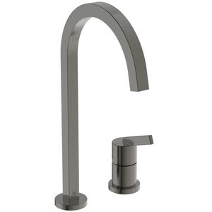 Keukenmengkraan 2-gats m. hoge hoekige uitloop magnetic grey Gusto