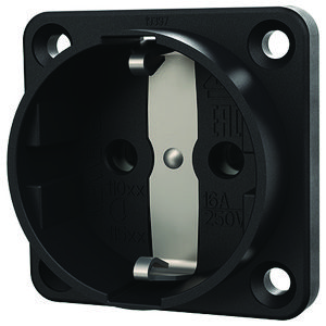 Inbouwwandcontactdoos 16A 2P+A 230V IP20 SCHUKO zwart