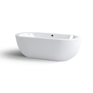 Vrijstaand ligbad INBE 180x85cm ovaal wit acryl met overloop incl. stop/go plug chroom en sifon