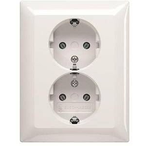 Wandcontactdoos randaarde dubbel inbouw SI-B-alpin wit