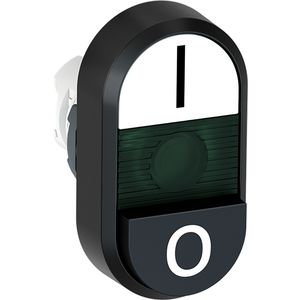 Verlichte verhoogde dubbele knop wit/zwart I/Otekst groene