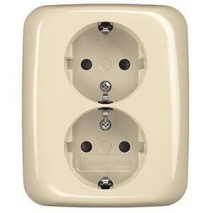 Wandcontactdoos ra dubbel kv inb SI creme (202 EUJRB-212)