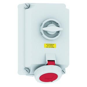 Wandcontactdoos 6h 32A 7P 400V IP67 260x160 A/V Ni