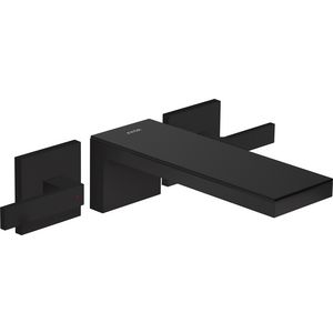 AXOR MyEdition 3-gats afbouwdeel wastafelmengkraan inbouw uitloop 221 mm mat zwart/zwart glas excl. inbouwdeel
