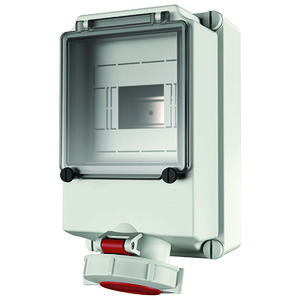 Wandcontactdoos 32A 5-polig  6H 400V IP67 + rail