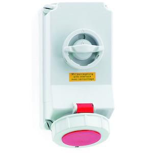 Wandcontactdoos 6h 32A 4P 400V IP67 225x118 QC A/V Ni