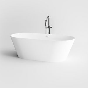 Vrijstaand ligbad SOLIUM-I 175x80cm ovaal wit aluite met overloop incl. stop/go-plug chroom en sifon