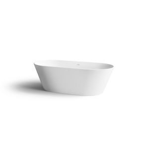 Vrijstaand ligbad SOLIUM-I 175x80cm ovaal wit aluite met overloop incl. stop/go-plug mat wit en sifon