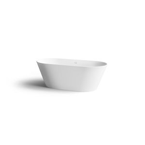Vrijstaand ligbad SOLIUM-II 160x70cm wit aluite met overloop incl. stop/go-plug mat wit en sifon