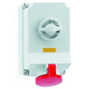 Wandcontactdoos 6h 63A 4P 400V IP44 260x160 A/V Ni