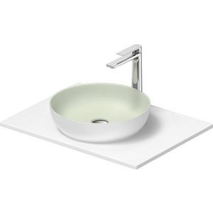 SIVIDA #268012 wastafelblad incl. opzetkom buitenzijde wit zijdemat binnenzijde lichtgroen 680mm