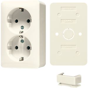 Wandcontactdoos wit 2-voudig met R/A Bundel AP600