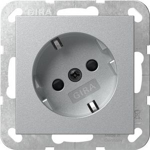 wandcontactdoos met randaarde 30° + Safety Plus System 55 kl.alum.
