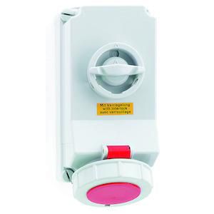 Wandcontactdoos 6h 16A 4P 400V IP67 225x118 QC A/V Ni