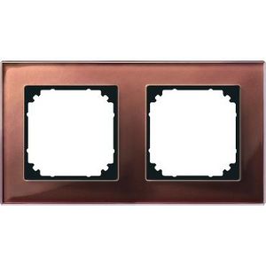 M-PLAN real glass frame 2-gang Mahogany brown