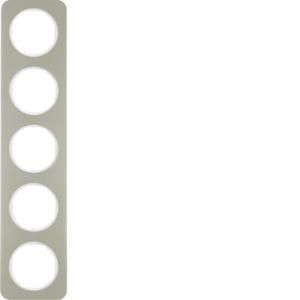 Afdekraam 5-v berker R.1 edelstaal/polarwit