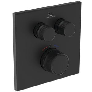Douchethermo. 2 functies vierkant silk black Ceratherm Navig