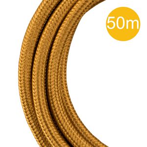 Lengte a 50m. Textielsnoer 2C 2x0,75mm² metaal goud