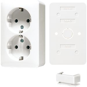 Wandcontactdoos a. wit 2-voudig met R/A Bundel AP600