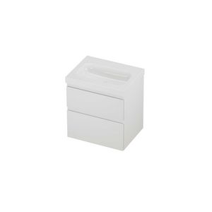 Haga Set polystone Mezza wastafel zonder kraangat en onderkast a-symmetrisch 600x460x660mm glans wit/mat wit