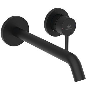 Wandmengkraan m. uitloop 220mm opbouwdelen silk black ceraline nuovo
