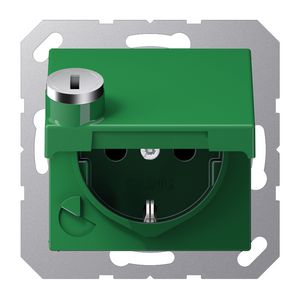 Wandcontactdoos groen m.R/A ki.bev.klapd.&slot A500