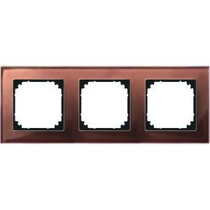 M-PLAN real glass frame 3-gang Mahogany brown