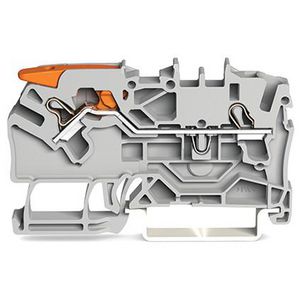 2-draads rijgklem met hendel en Push-in 2,5 mm² grijs VVE=50