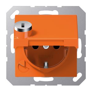 Wandcontactdoos oranje m.R/A ki.bev.klapd.&slot A500
