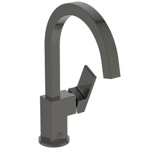 Wastafelmengkraan m. hoge uitloop z. waste magnetic grey Extra