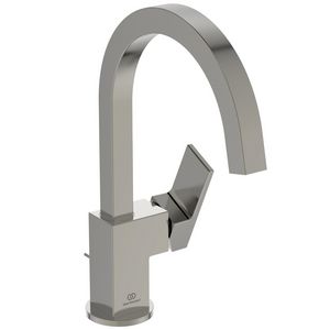 Wastafelmengkraan m. hoge uitloop 5l/min m. waste silver storm (rvs-look) Extra