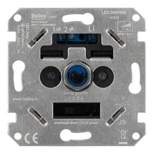 Muurdimmer WW15031 3-150W/VA Draaiknop 4 dimprofielen