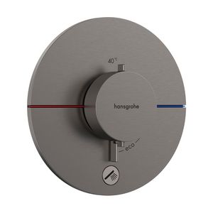 Comfort S thermostaat afbouwdeel tbv inbouw voor 1 functie en extra uitgang Brushed Black Chrome