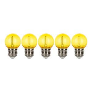 Doos a 5st. LED-lamp EcoPack Party FIL G45 E27 0.6W geel PC