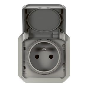 Wandcontactdoos 1-voudig PA steek mechanisme grijs Plexo