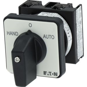 Omschakelaar 2 cont. 20A frontpl:Hand-0-Auto 45° 019872