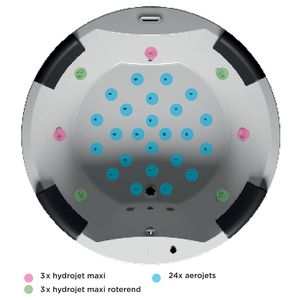 Whirlpool Thermae Carmen Ø180cm Touch+Heather zwarte hoofdsteunen hoogglans wit