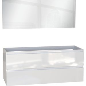Milano set 120cm wit hoogglans (onderkast en spiegel)