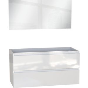 Milano set 100cm wit hoogglans (onderkast en spiegel)