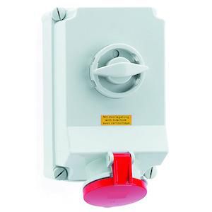 Wandcontactdoos 6h 63A 5P 400V IP44 260x160 A/V Ni