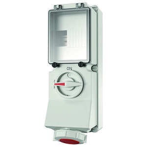 Wandcontactdoos 16A 4-polig  6H 400V IP67 DUO + rail