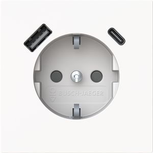 Wandcontactdoos ra kv+1xUSB-A+1xUSB-C voeding Art mat wit (20 EUCB2USBAC-44M)